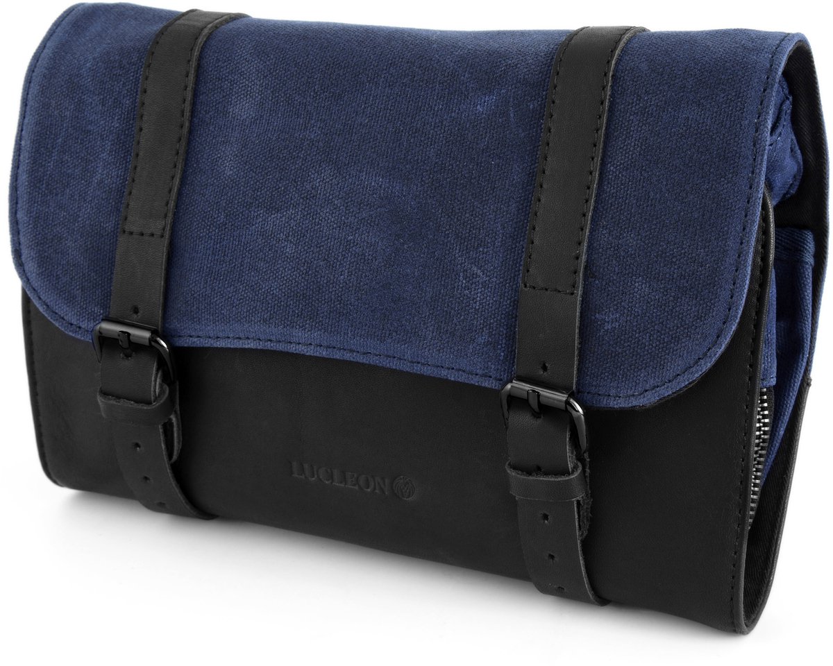 Marineblauwe Grover Waxed Canvas Uitroltoilettas
