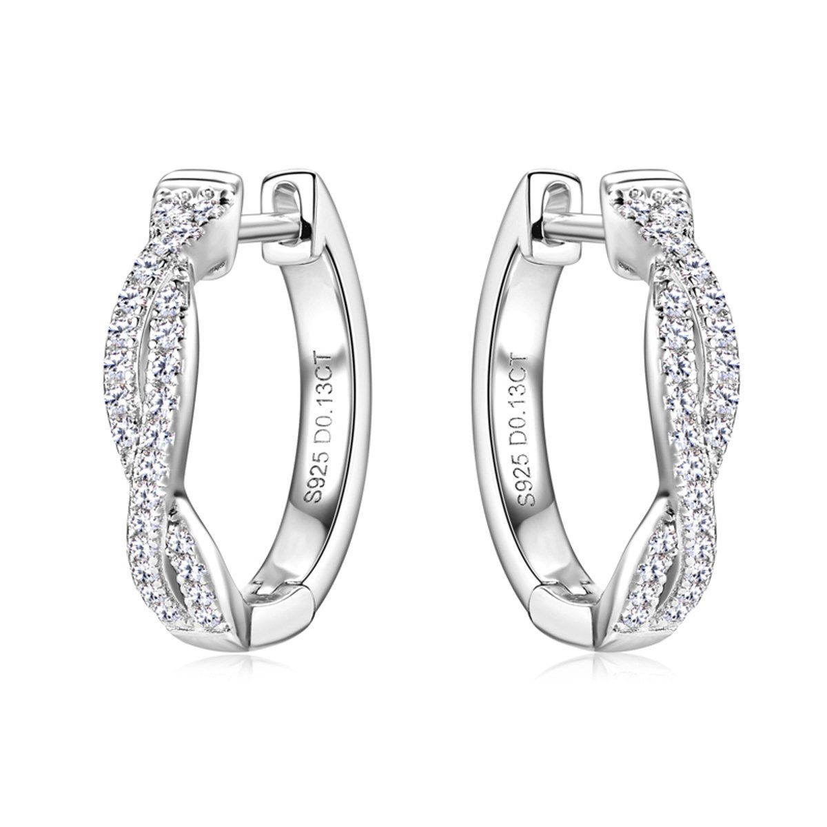 Lumici® Exclusive | GRA Gecertificeerde Moissanite Infinity Hoop Oorbellen - 0.26 CT - D VVS1 - Rhodium Plated S925 - Elegante Pavé Luxe - Voor Haar - Dagelijkse Klasse & Speciale Gelegenheden - Moederdag - Valentijnscadeau - Verrassing - Rhodium