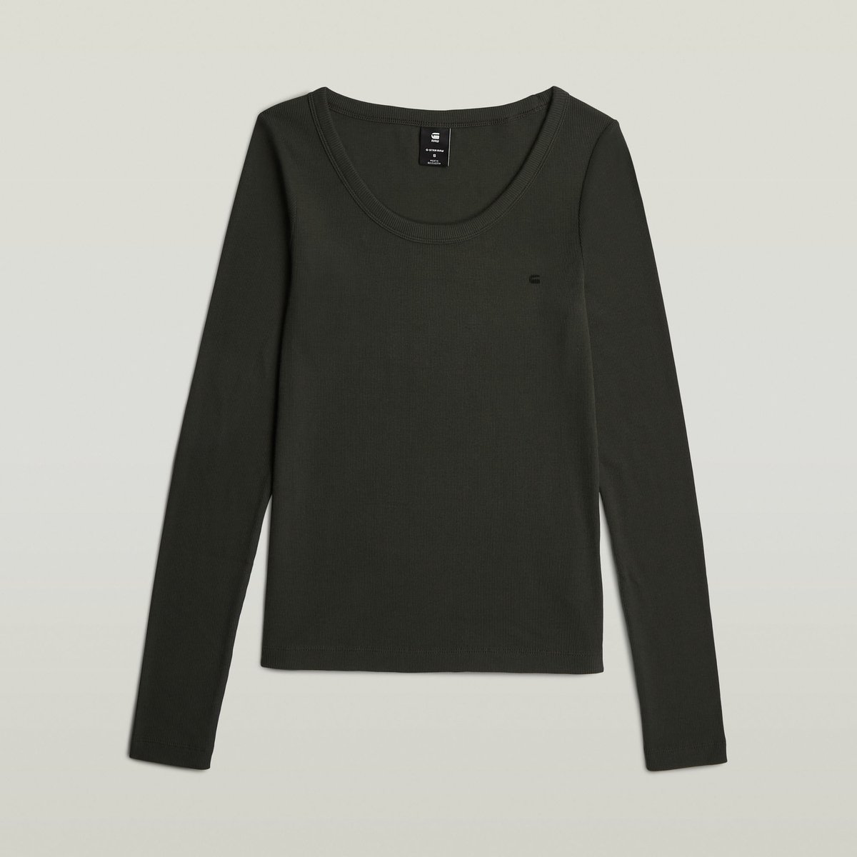 G-Star Slim rib open neck t ls wmn Dames Tops Asfalt