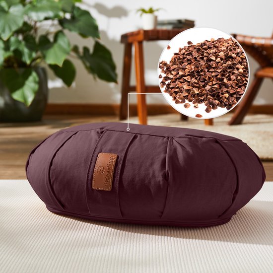 #DoYourYoga - Yoga kussen - »Ganesh« - halve maan meditatiekussen met bio-organische Spelt vulling - 45x30x14 cm - aardebruin van #DoYourYoga — afbeelding 4