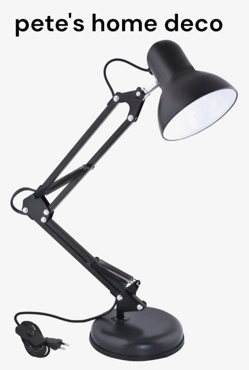 bureaulamp-geen Select kosten-Klassieke bureaulamp-retro verstelbaar-60W-bureaulampen-zwart-met clip en voet-leeslamp-lamp-nachtkastlamp-werklamp-led-tafellamp-Pete's Home Deco