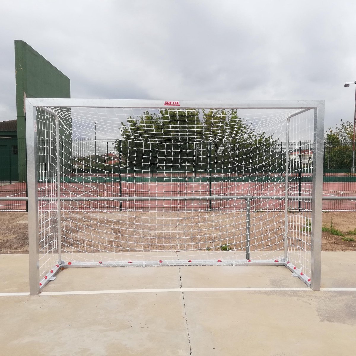 Set Gegalvaniseerde Zaal/Handbal Doelen Verplaatsbaar 80x80mm Met 80x40 Mm Basis
