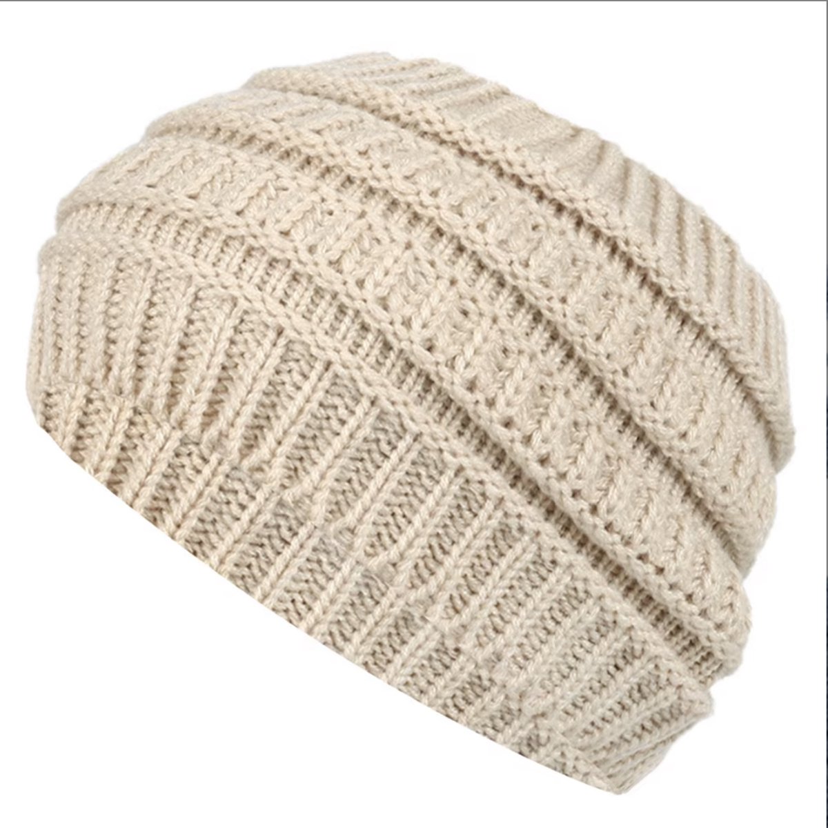 New Age Devi - Geribbelde wintermuts - wit - warme oorbescherming hoofdband - perfect voor de koude winterdagen!