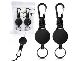 Twenty4seven® Uittrekbare Sleutelhanger 2 Stuks - Badgehouder met Trekkoord 60cm - Sleutelkoord & Keykoord Uittrekbaar - Keycord met Clip