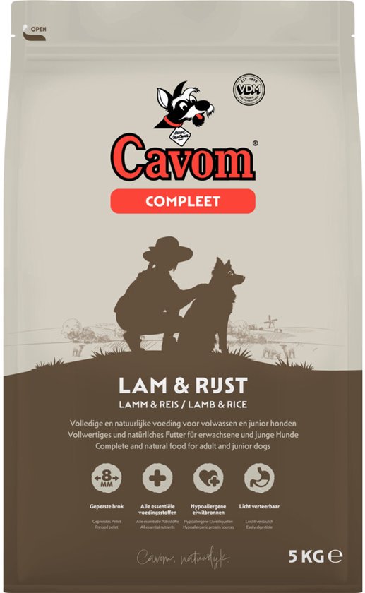 Cavom Compleet Adult Lam&Rijst - Hondenvoer - 5 kg