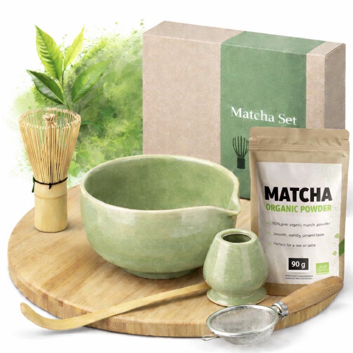 AUM® Matcha Set – incl.bio matcha poeder - Matcha complete starter kit - Matcha Kom + Matcha Klopper
