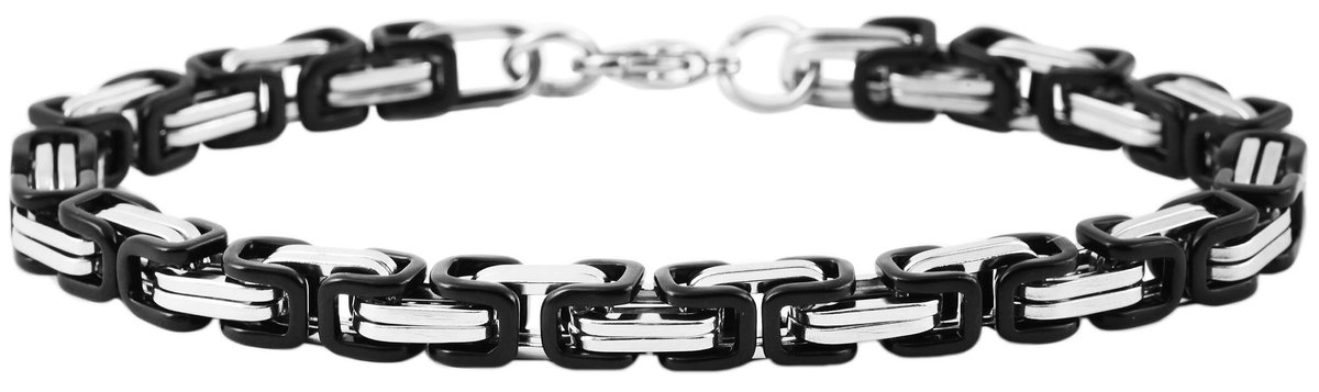 Akzent - Armband - Edelstaal - Zilver/Zwart - Ø6.5mm / 22cm.
