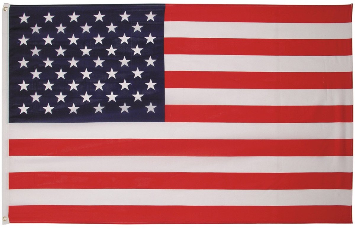 Vlag USA (Verenigde Staten) - Polyester - 90 x 150 Centimeter - Verstevigingsband - Metalen Ringen