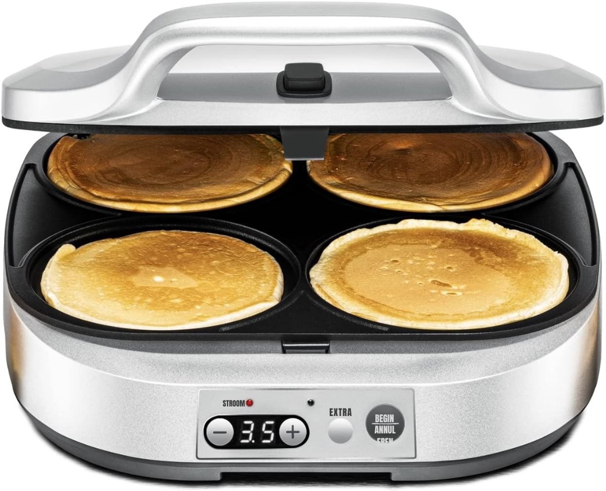 REN® Poffertjesmaker - Poffertjespan - Poffertjespan Electrisch -1800 watt - Zilver - 32cm x 37cm x 13cm