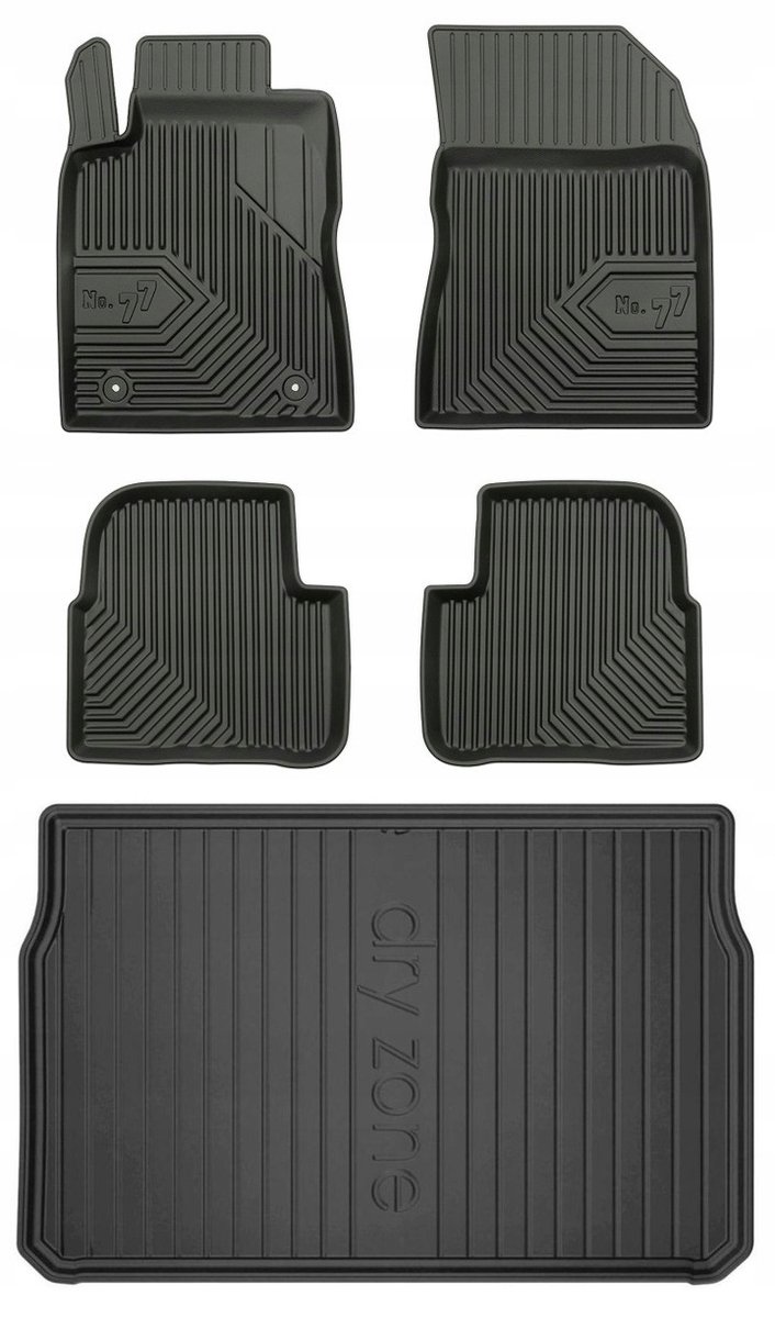 FROGUM Line 77 - Automatten & Kofferbakmat Set voor Citroën C3 III Hatchback (2016–heden) - 5-Deurs - Perfecte Pasvorm - Geurloos TPE