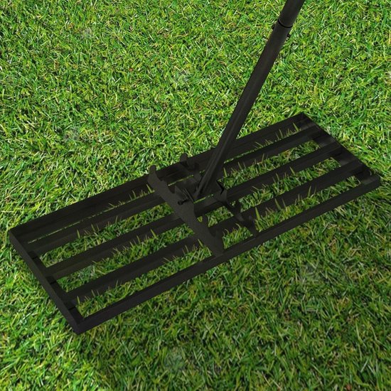 Zwart Gazonhark 50x25cm, Gesegmenteerd 95.5-185cm in Hoogte Verstelbaar, Tuinharken met Rubberen Handgreep, Draagbare Vlakvlakvlak, Afneembaar Gazonnivelleringshark voor Tuin/Gazononderhoud/Yard Golf, NAIZY — afbeelding 5