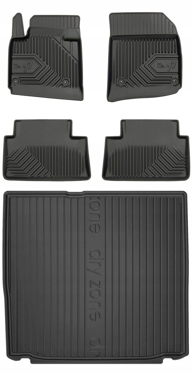 FROGUM Line 77 - Automatten & Kofferbakmat Set - Perfecte Pasvorm - Geurloos TPE - Extra Hoge Beschermrand