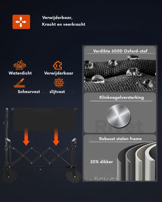 Core® Bolderkap Opvouwbaar Luchtbanden - Bolderkar - Bolderkar Opvouwbaar - Zwart - 74cm x 44cm x 95cm; 4.93kg van Merkloos — afbeelding 3
