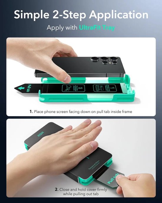 Protection d'écran ESR pour Samsung Galaxy S25 Ultra - Tempered Glass avec cadre de montage - Résistant aux rayures - Installation facile - (Lot de 2)