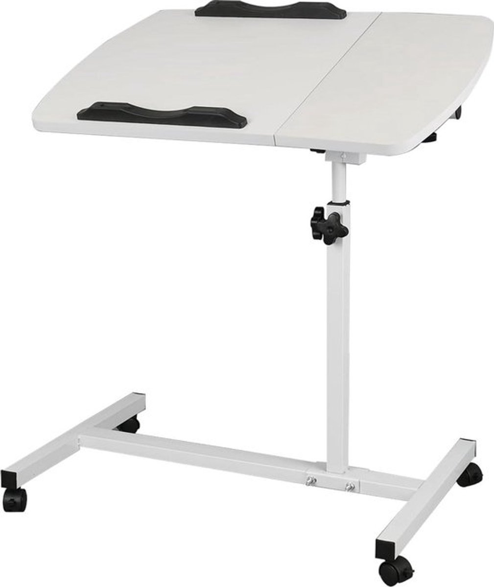 Candala In hoogte verstelbare bedtafel met wielen - inklapbaar en verplaatsbaar - ziekenhuisbed - kantelbaar en draaibaar - pneumatisch - verborgen nachtkastje - H 60 x 40 x 59 ~ 89 cm