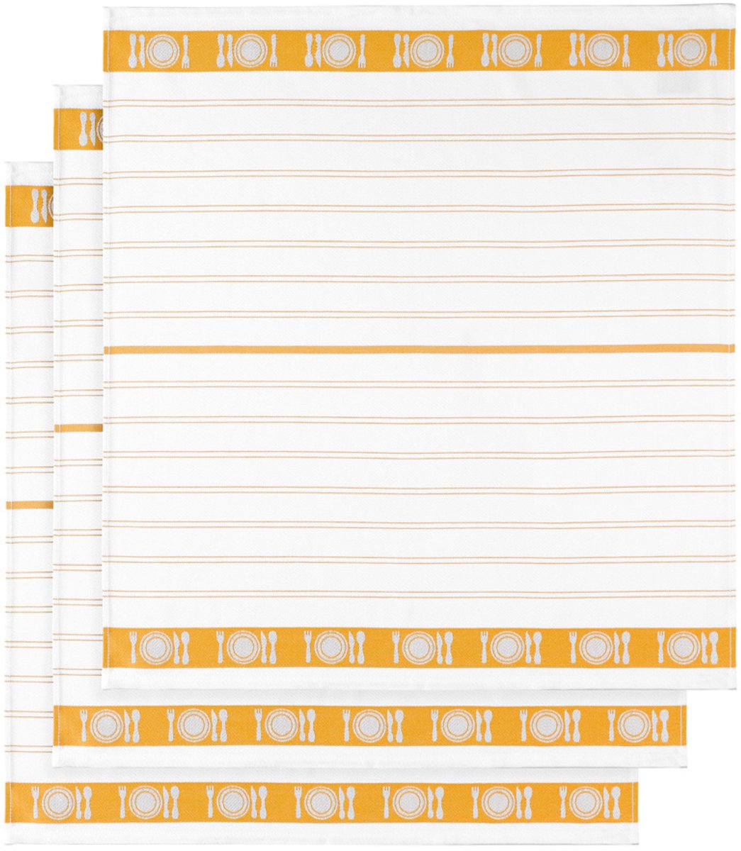 De Witte Lietaer Theedoek BML Geel, 3 stuks - 65 x 65 cm - Katoen