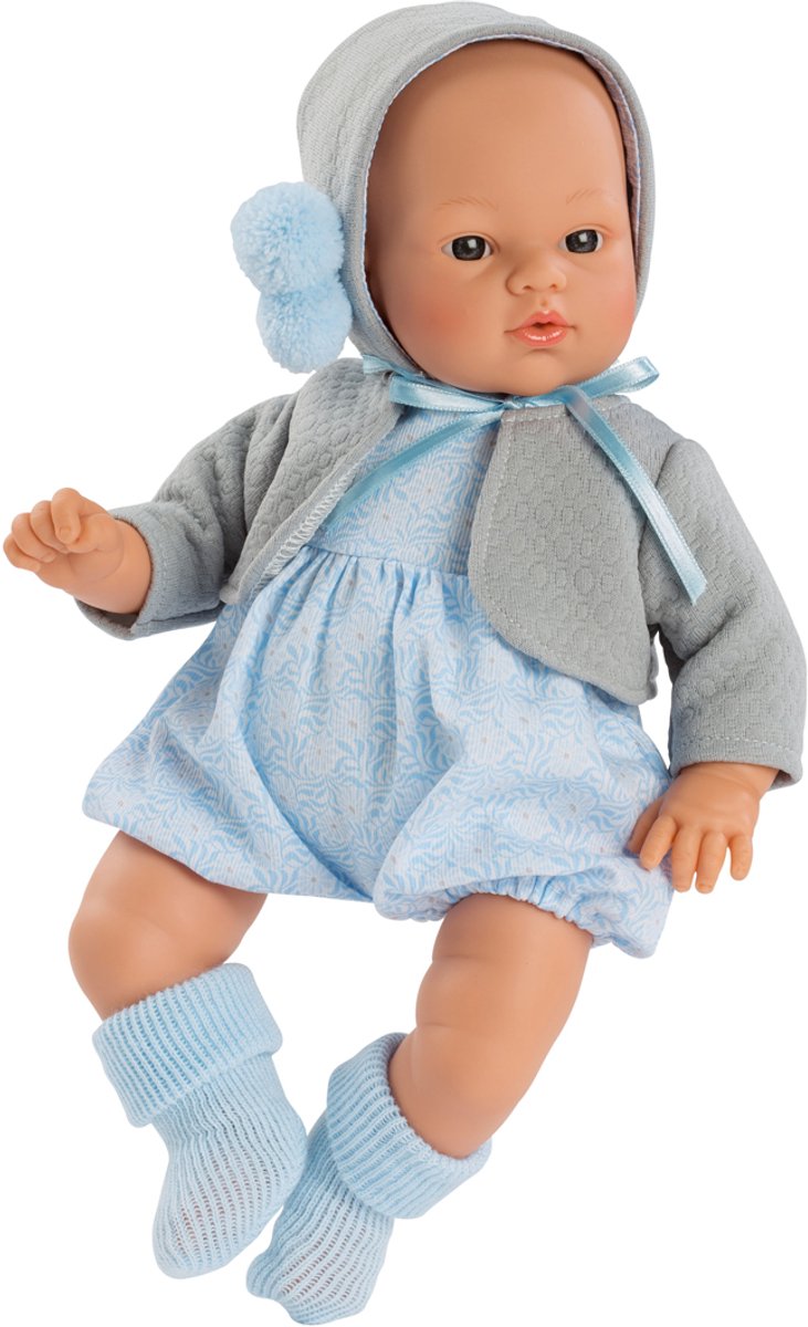 ASI DREAMS Pop - Koke 36 Cm - Rompertje Met Grijs Jasje - Blauw