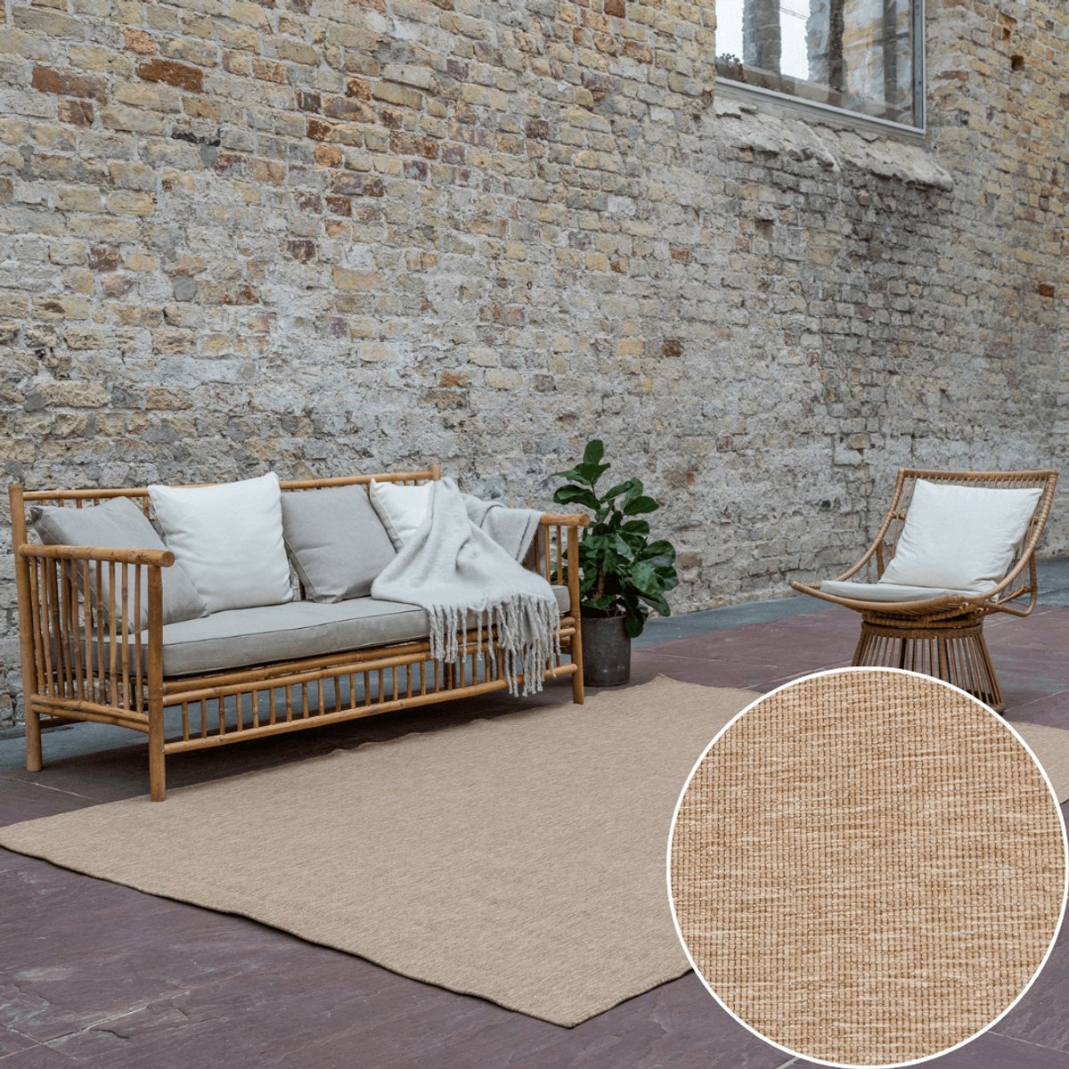 Jute buitenkleed Naturel Uni - 240 x 340 cm - (XL)