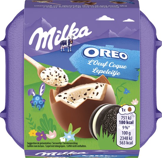Milka Lepeleitjes OREO-crème - 1 x 4 Paaseieren - 128 gram - pasen - paasdecoratie - chocolade - paaseitjes - Pasen - paasdecoratie
