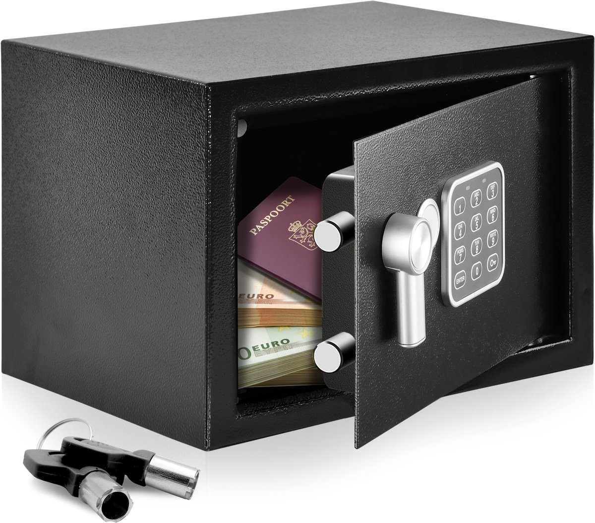 SereneLife Elektronisch Kluis - Sleuteltoegang - Cijferslot - 35 × 25 cm - Wand- & Vloermontage- Zwart
