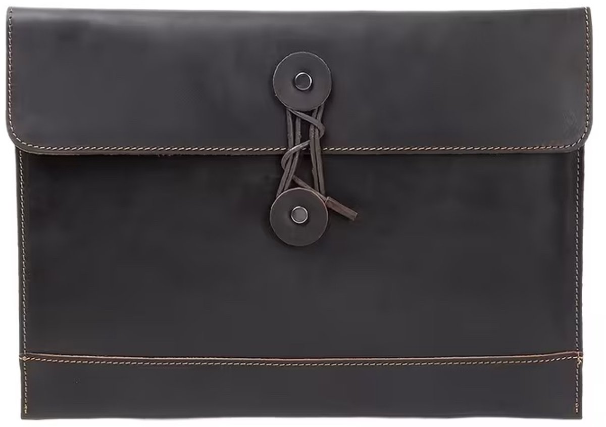 Luxe Leren Documentenmap Bruin – Echt Leer – Laptop Sleeve 13/14 inch – Stijlvolle Zakelijke A4 Map