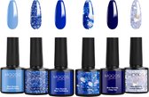 Moods Gellac 6-delige Set - Gellak Starterspakket - Gel Nagellak - 8ML - Blue Serenity - Gellac - Nagels - Chique Kleuren - HEMA- & TPO-vrij