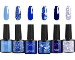 Moods Gellac 6-delige Set - Gellak Starterspakket - Gel Nagellak - 8ML - Blue Serenity - Gellac - Nagels - Chique Kleuren - HEMA- & TPO-vrij