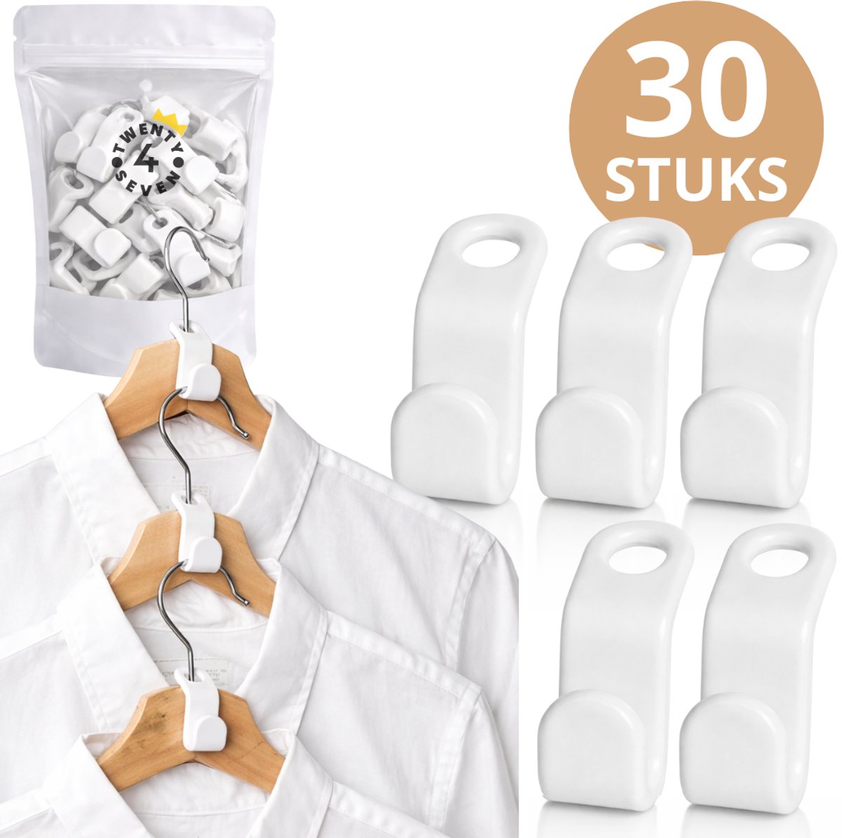 Twenty4seven® Kledinghangers Set - 30 Stuks - Kleerhangers - Kledinghaak & Broekhanger