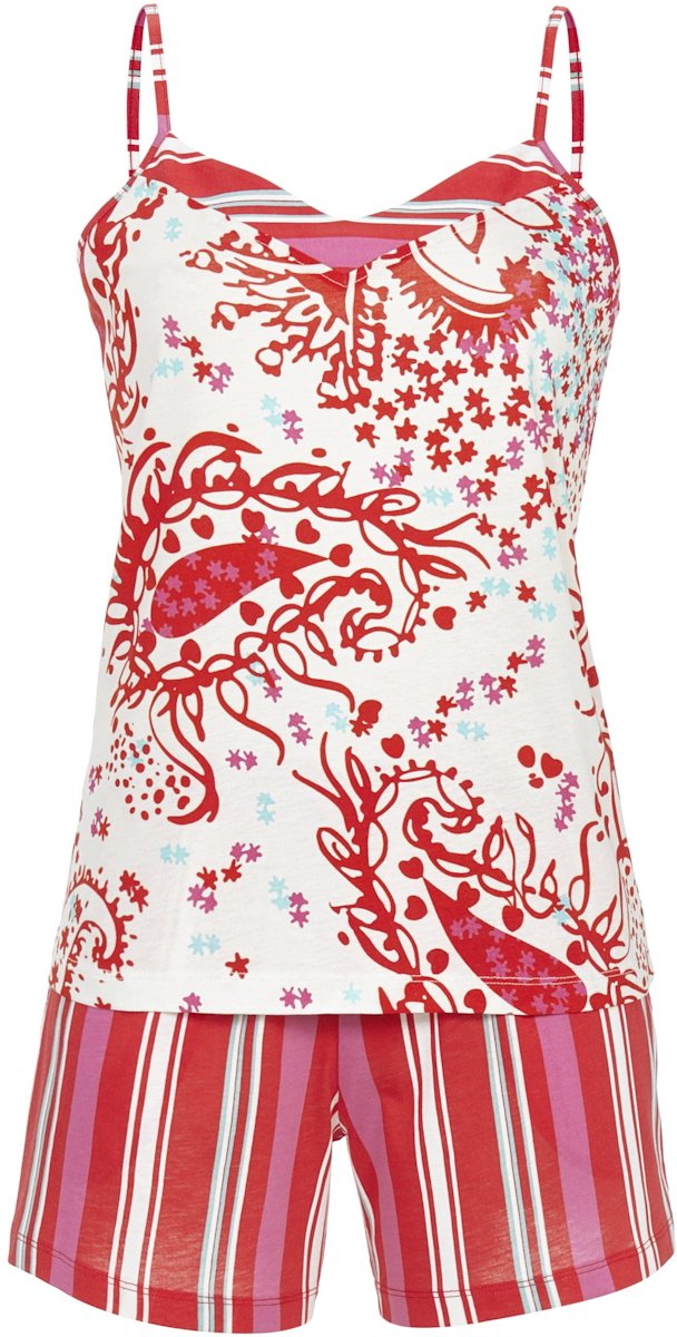Ringella Bontgekleurde shortama strepen paisley - Rood - Maat - 42