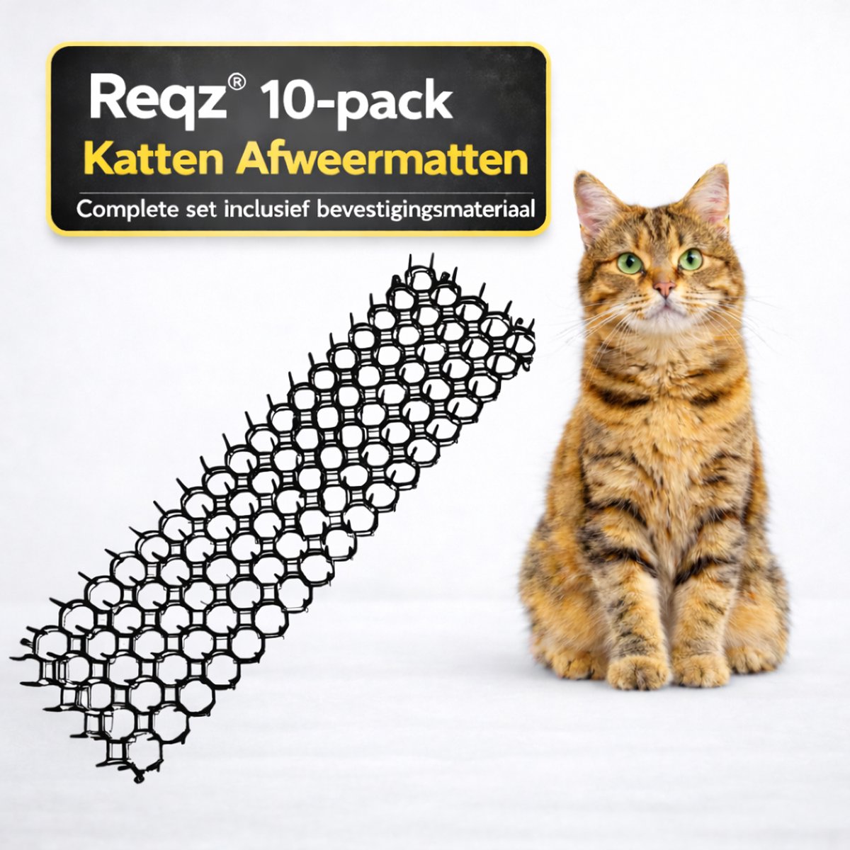 Reqz® 10-pack Katten Afweermatten – 15x50 cm – Anti-Klim Strips - Afweermiddel - Afschrikmatten - Katten verjagen voor zowel huis & tuin – Anti Krab Strip