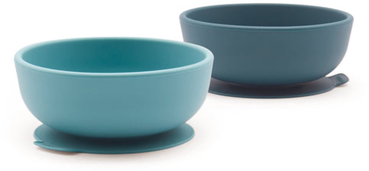 Ekobo - 2 x Siliconen Babykommen met zuigkracht - Anti-slip - Sterk - BPA-vrij blauw