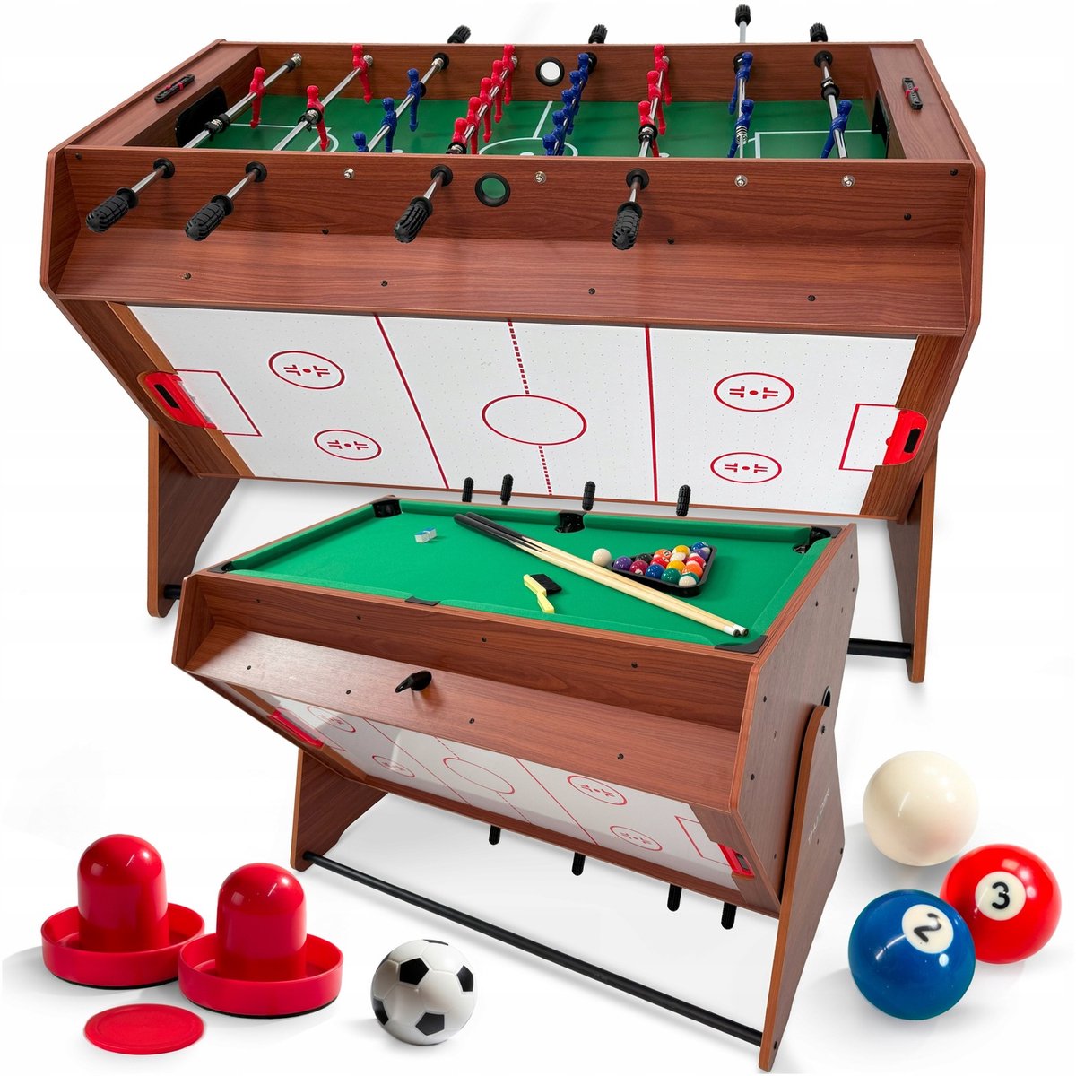 THUNDER® SMART 3-in-1 Speeltafel - Biljart - Airhockey - Tafelvoetbal - 126 cm