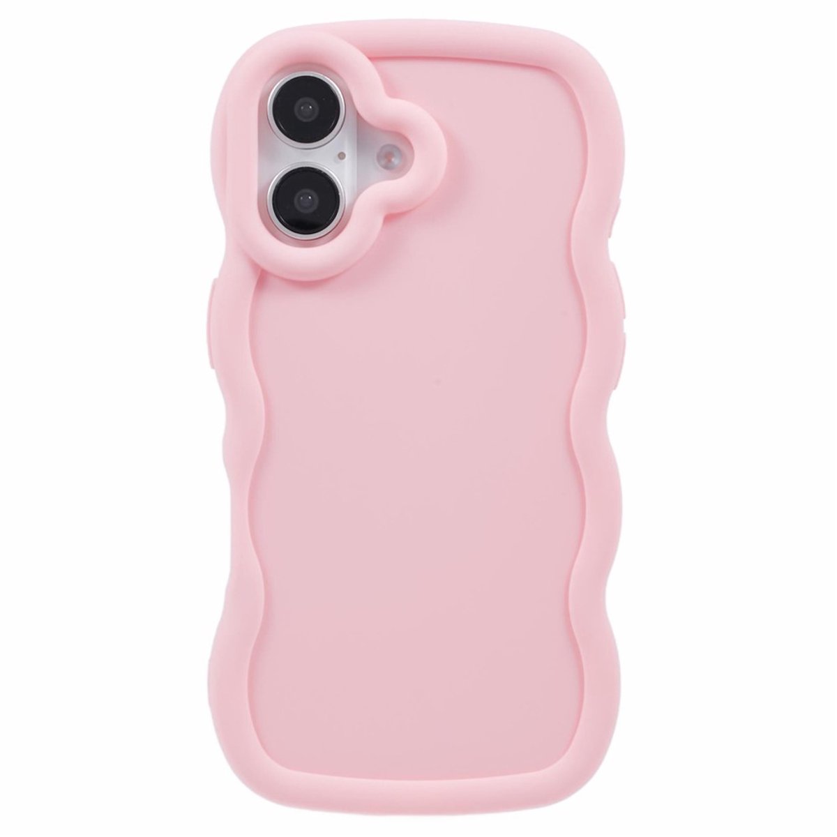 Hoesje geschikt voor Apple iPhone 16 - Phonesta Wavy Silicone Back Cover - Roze