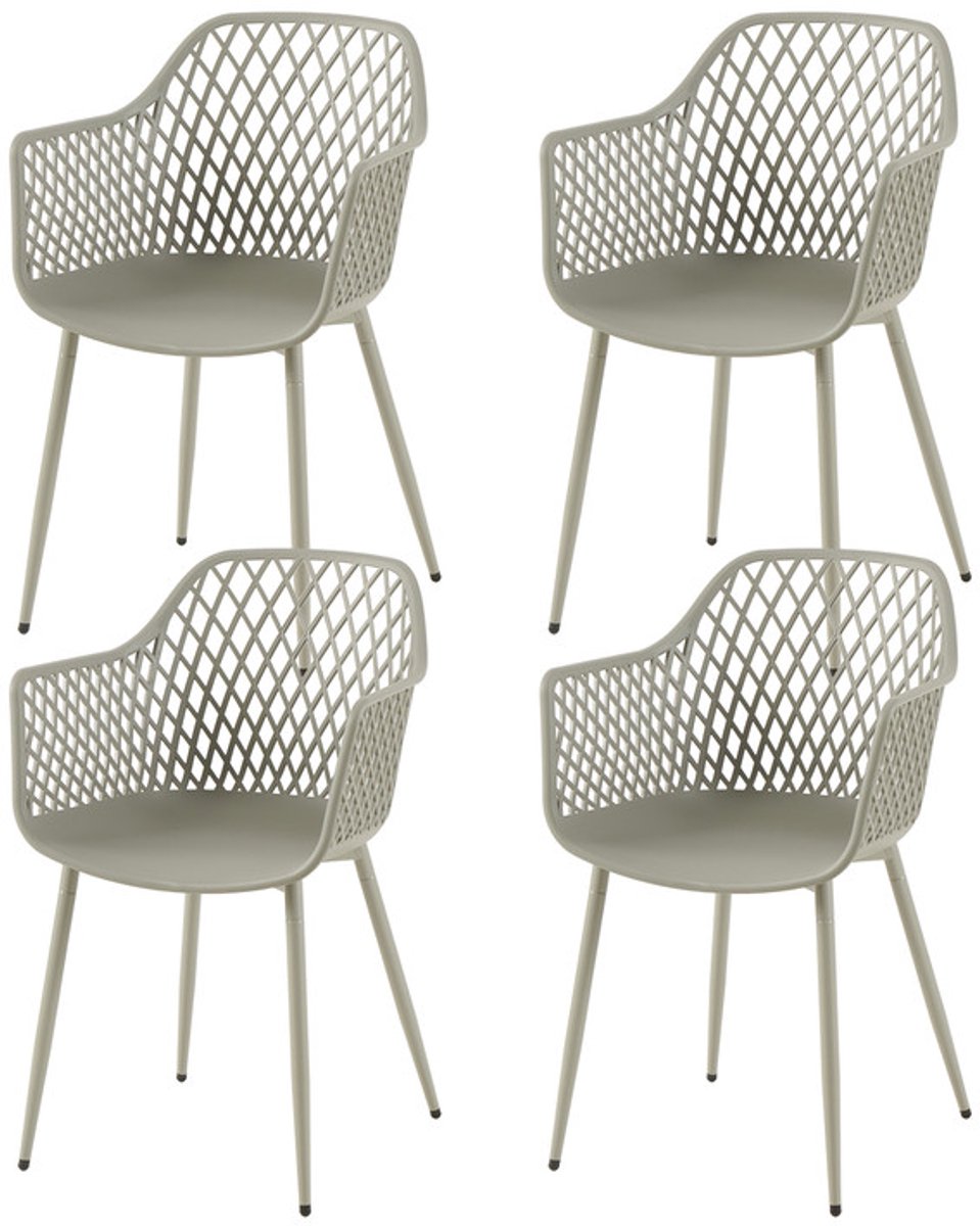 EGGREE Set van 4 tuinstoelen met armleuningen - loungestoelen - Tuinstoelen - Maximale belasting: 120 kg - Grijs