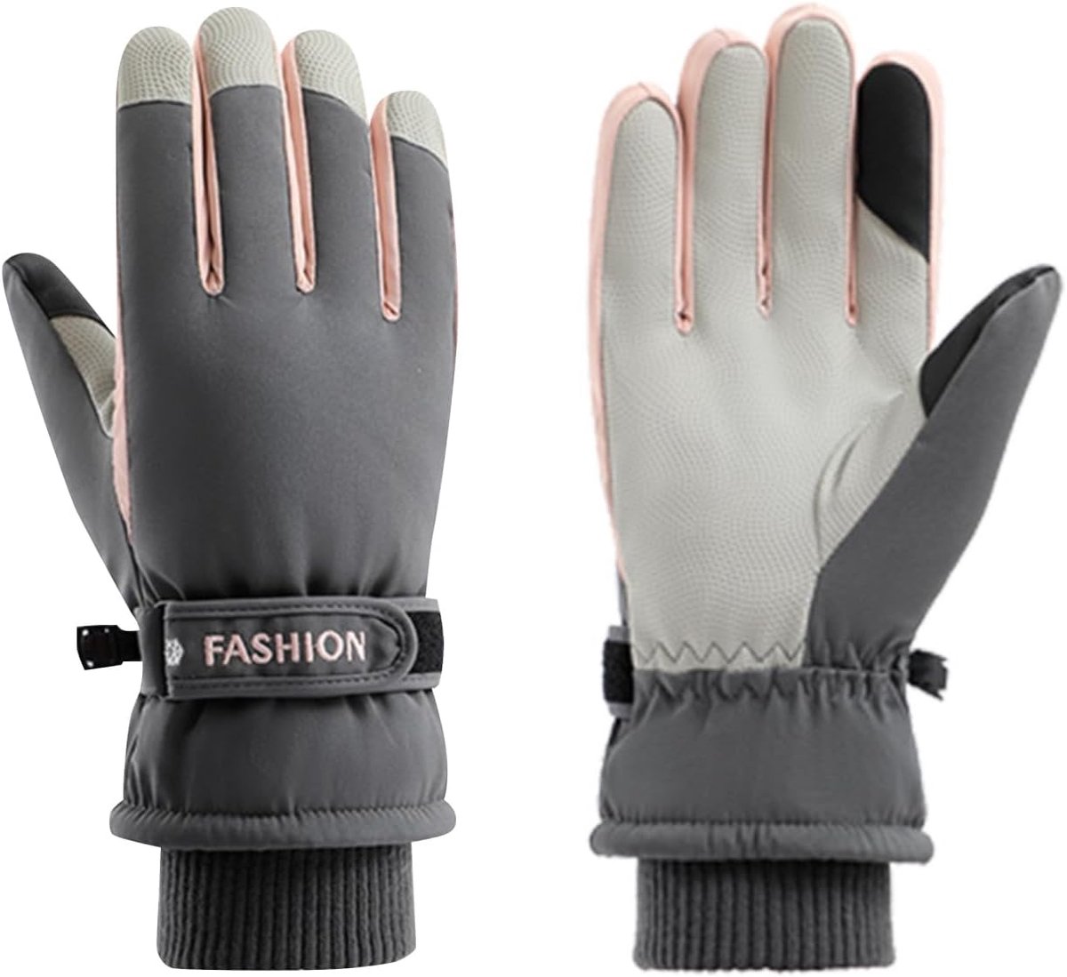 Winterhandschoenen voor dames warme winterhandschoenen waterdicht touchscreen antislip snowboardhandschoenen voor skiën hardlopen en fietsen Grijs