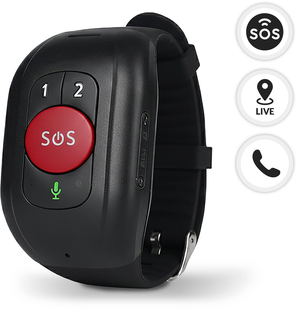 MijnSOS® SOS Noodknop - Alarmknop voor Ouderen - GPS Tracker 4G - Senioren Alarmhorloge - Valdetectie - Personenalarmering Dementie - Hartslag-, Bloeddruk- & Temperatuurmeting - Waterdicht IP67 - Inclusief App