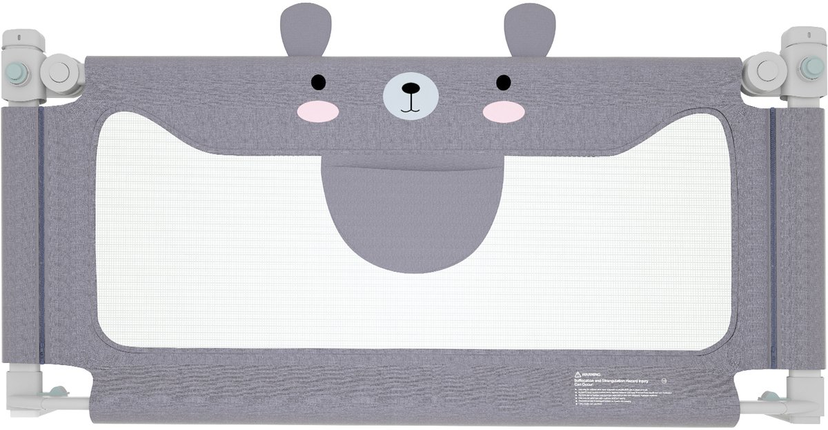 Bedhekje 150 cm Babybedhekje In hoogte verstelbaar, geschikt voor kinderbedden, volwassen bedden en alle matrassen, massief houten bedden, beer NAIZY