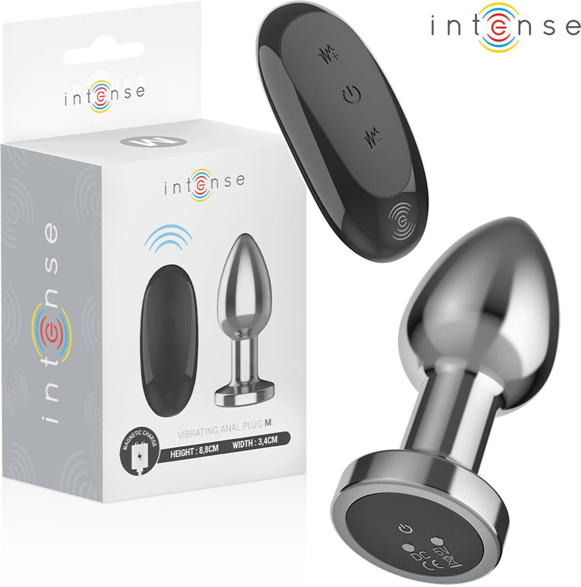 Intense - Anale Plug 10 Vibrations Metal With Remote Control M