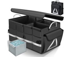 Famanu – Kofferbak organizer voor auto - opvouwbare opbergbox met meerdere vakken - antislip en waterafstotend - geschikt voor boodschappen - gereedschap en auto-accessoires - zwart
