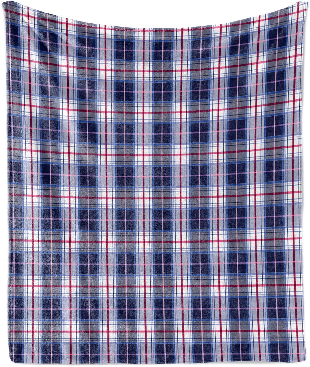 ABAKUHAUS Geruite Zachte Flanellen Fleece Deken, Levendig Klassiek, Gezellige Pluche Plaid, 125 x 175 cm, Bordeauxrood Koningsblauw Wit