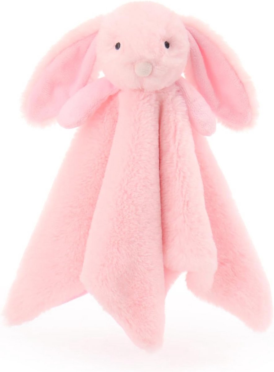 Pluche Baby Deken Roze Konijn - Knuffeldoekje Veiligheid voor Pasgeborenen