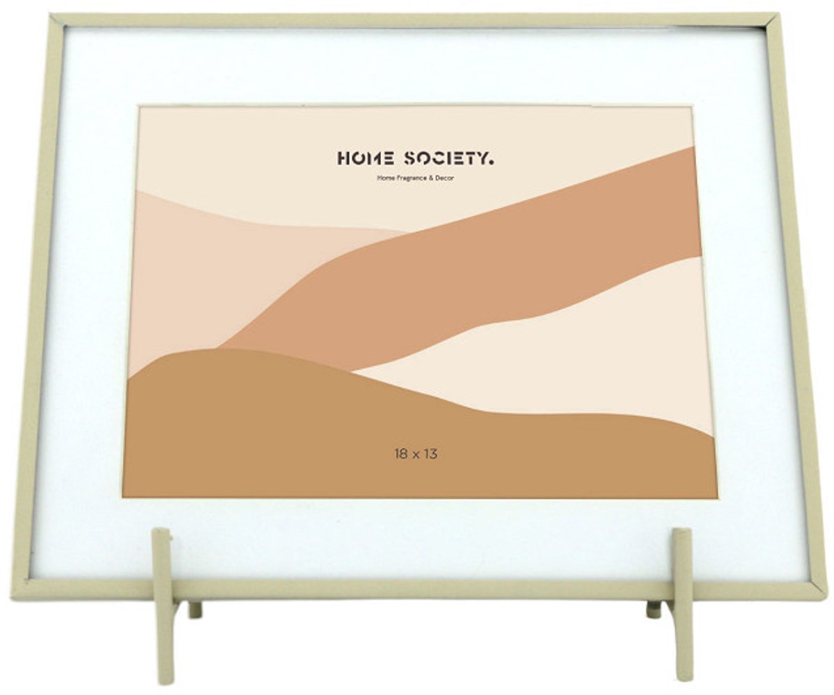 Home Society - Fotolijst - Nami - Beige - Metaal & Glas - Voor foto 18x13cm - Staande Fotolijst - Trendy Woondecoratie