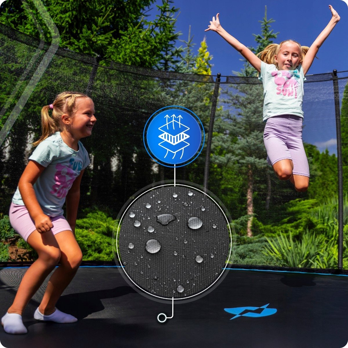 Thunder Trampoline 244 cm – Ronde Tuintrampoline – Max. 150 kg – Met Ladder – Blauw — afbeelding 6
