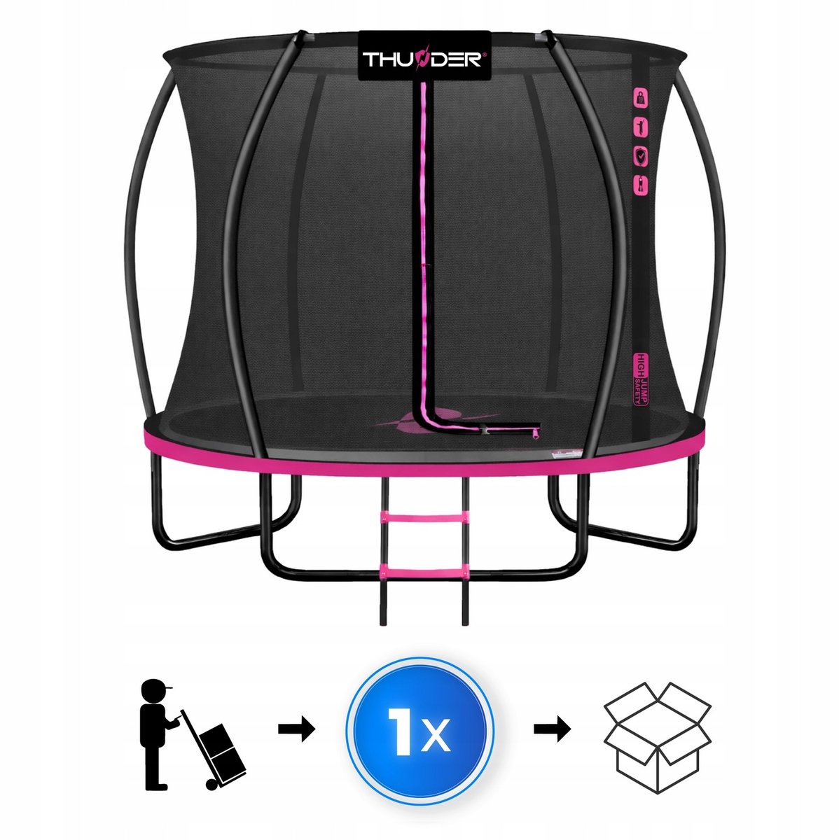 Thunder Trampoline 183 cm – Ronde Tuintrampoline – Max. 150 kg – Met Ladder – Roze — afbeelding 2