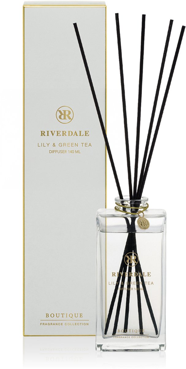 Riverdale - Geurstokjes - Lily & Green Tea - 140 ml - Grijs - Subtiele geurverspreiding