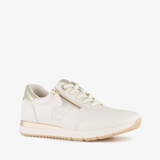 Tamaris Comfort sneakers en cuir pour dames blanc or - Taille 36 - Semelle amovible