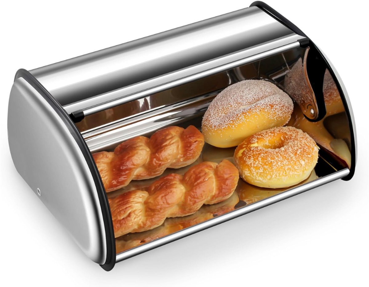 Core® Broodtrommel Met Schuifdeksel - Brood Bewaardoos - Broodbox – Zilver - 44cm x 28cm x 19cm