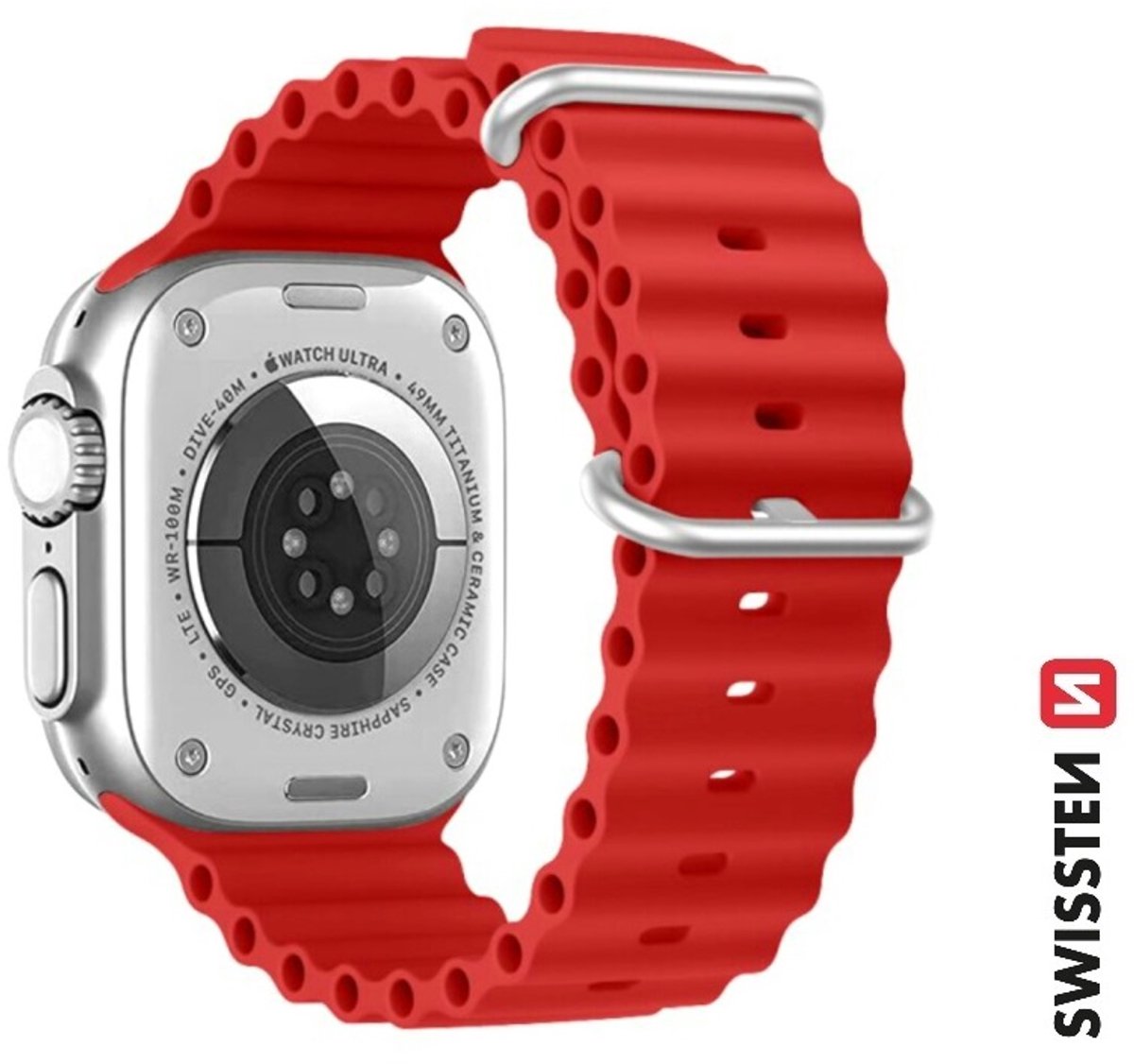 Swissten Siliconen Band Geschikt voor Apple Watch 42-49mm – Marine Style – Rood – 46000402