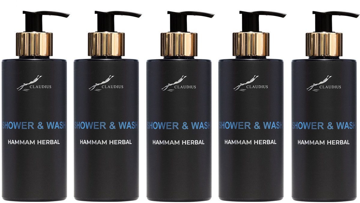 Shower & Wash Hammam Herbal 300 ml - gouden pomp - 5 stuks