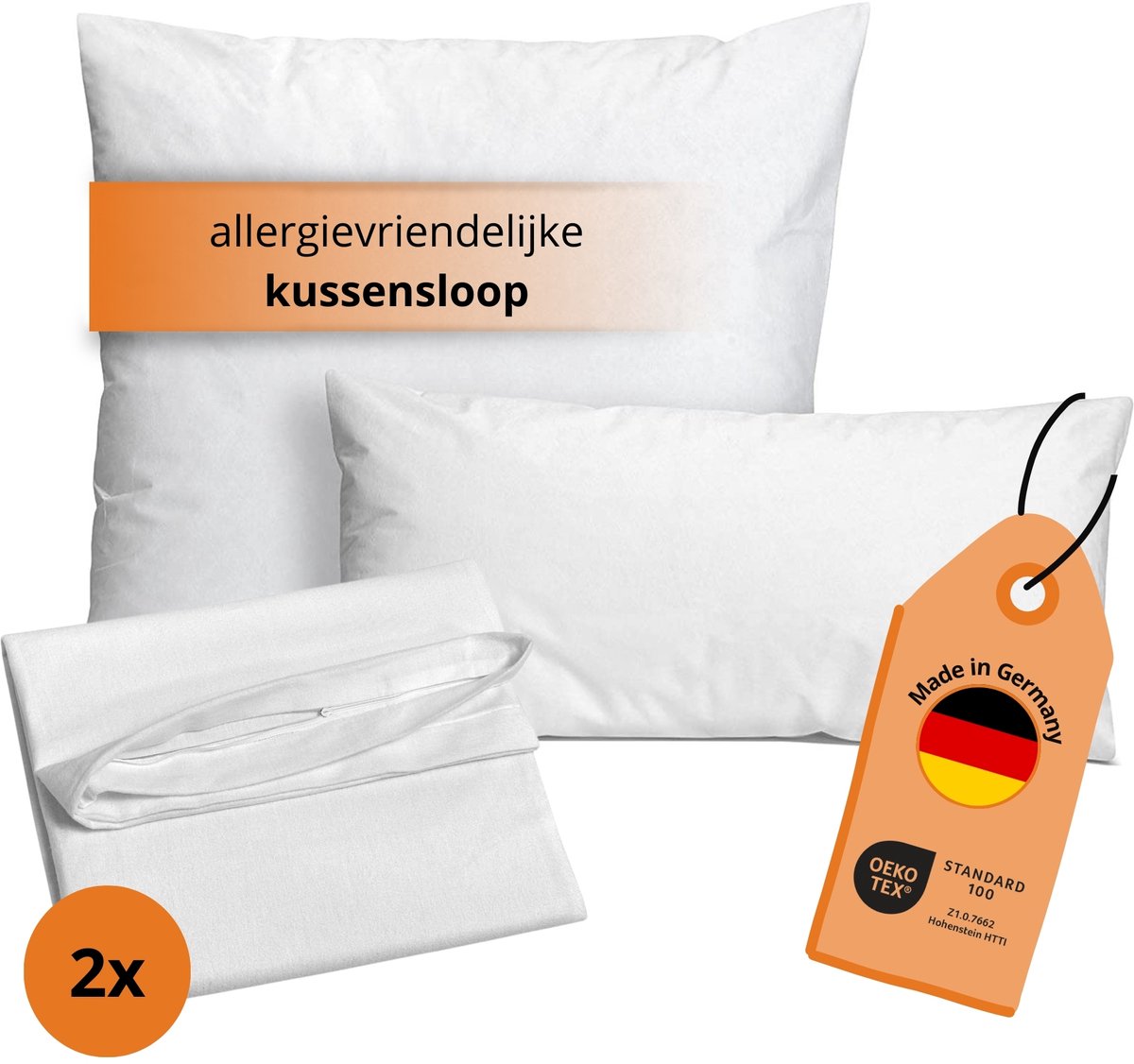 sleepling Evolon Encasing - kussensloop 40x40 cm 2-delige set - allergievriendelijke hoes voor hoofdkussen - kussenbeschermer tegen mijten en huisstof - wasbaar op 95 graden, kookvast - Made in Germany - 40 x 40 cm - wit